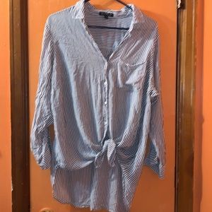 Velvet Heart Blue n White strip button down Shirt size 1X